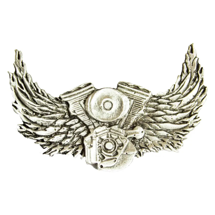 BOL Engine With Wings Pewter Pin - Boutique of Leathers/Open Road