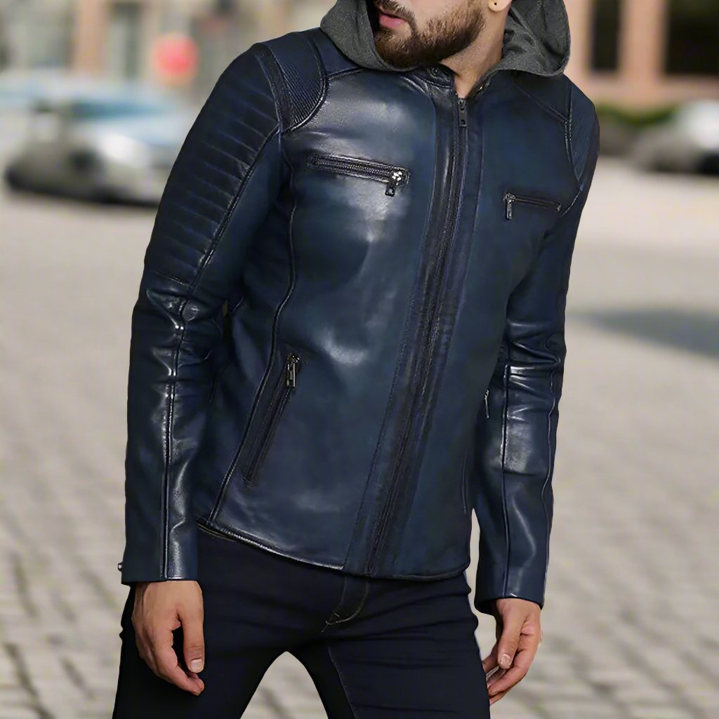 Lambskin biker jacket mens best sale