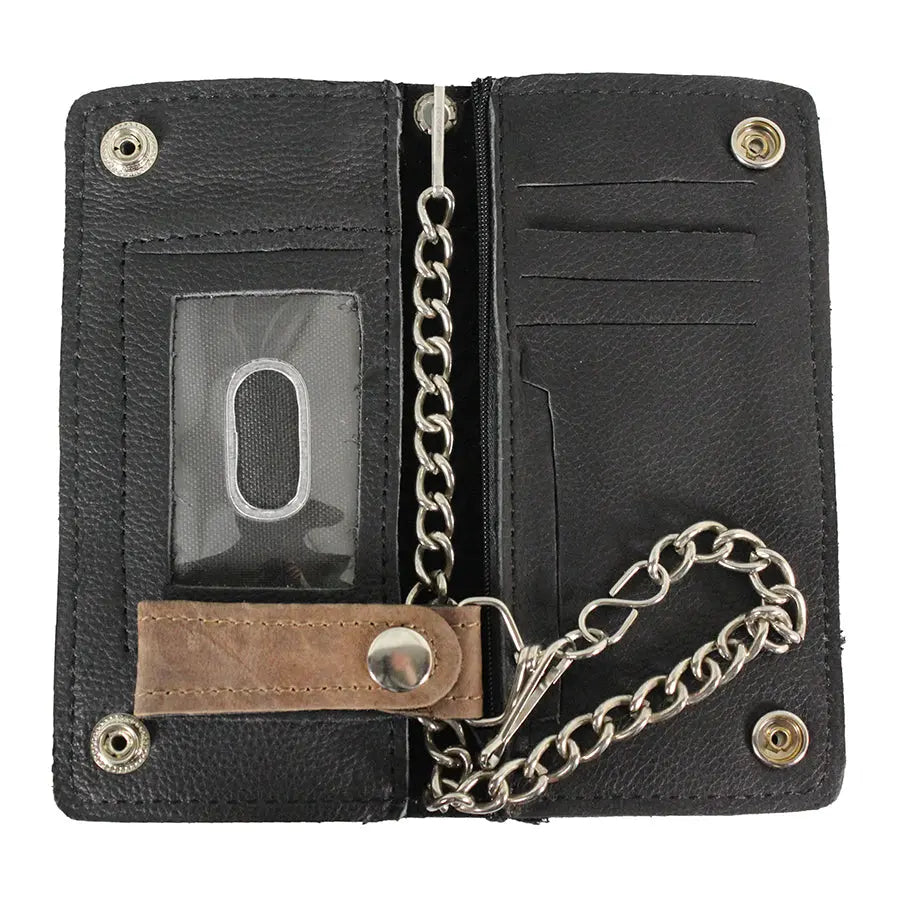 BOL Men's Chrome Plated Bifold Leather Wallet - Boutique of Leathers/Open Road