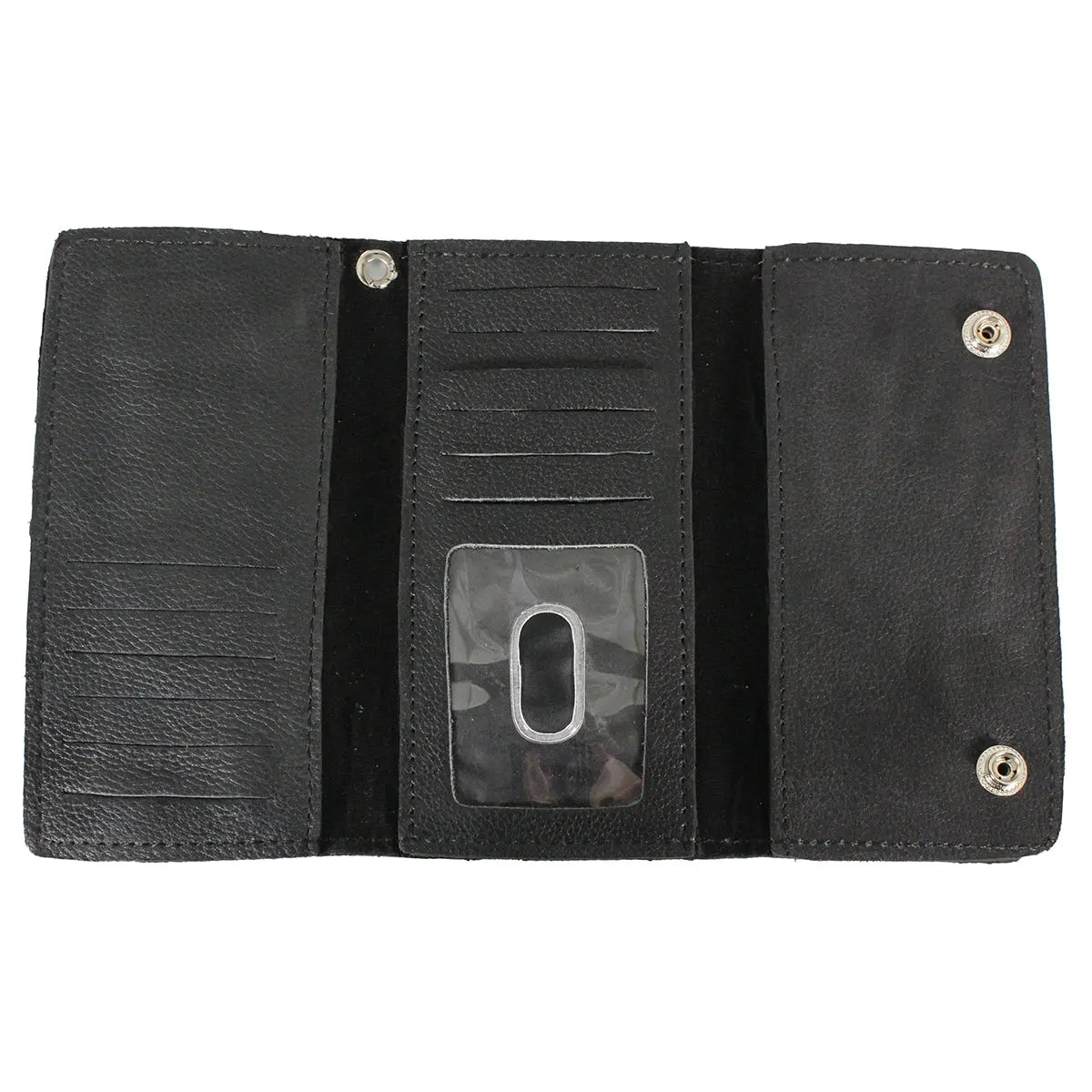 BOL Men's Chrome Plated Trucker Leather Trifold Wallet - Boutique of Leathers/Open Road