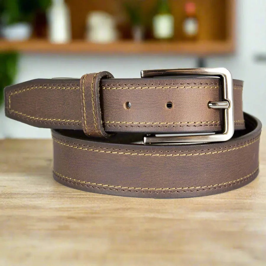 BOL Men's Contrast Stitch Leather Belt - Boutique of Leathers/Open Road