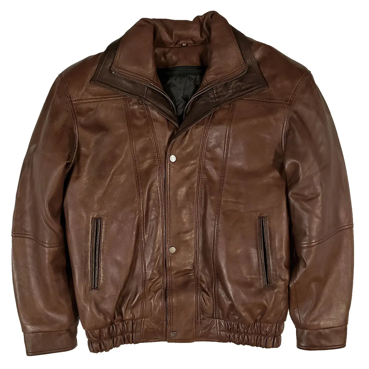 BOL Men's Double Collar Leather Bomber Jacket