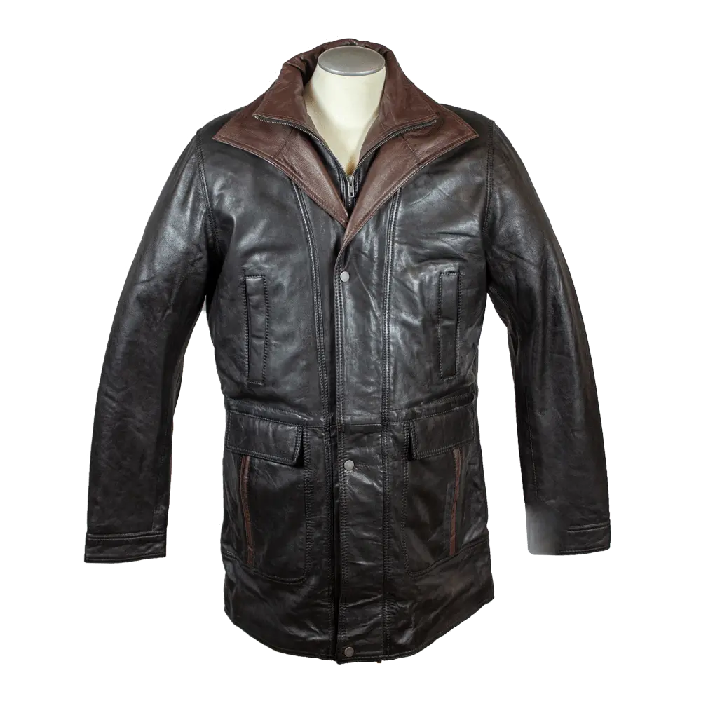 BOL Men's Double Collar Two-Tone Long Coat Men's Leather Jackets Boutique of Leathers/Open Road