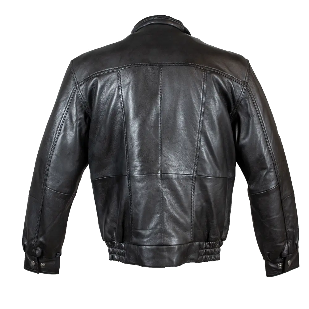 BOL Men s Double Pocket Leather Bomber Jacket Dark Brown Small