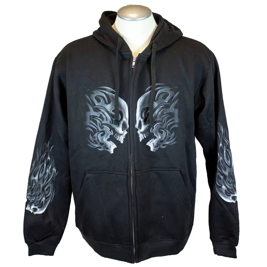 BOL Men's Head Butt Skulls Zipper Hoodie - Boutique of Leathers/Open Road