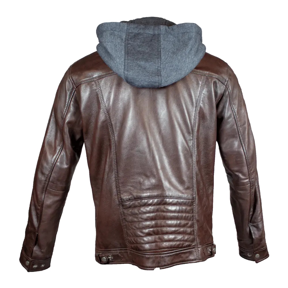 BOL Men's Hooded Snap Collar Leather Jacket Men's Leather Jackets Boutique of Leathers/Open Road