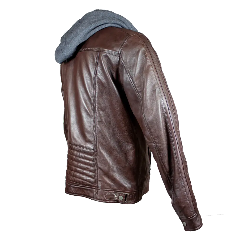 BOL Men's Hooded Snap Collar Leather Jacket Men's Leather Jackets Boutique of Leathers/Open Road