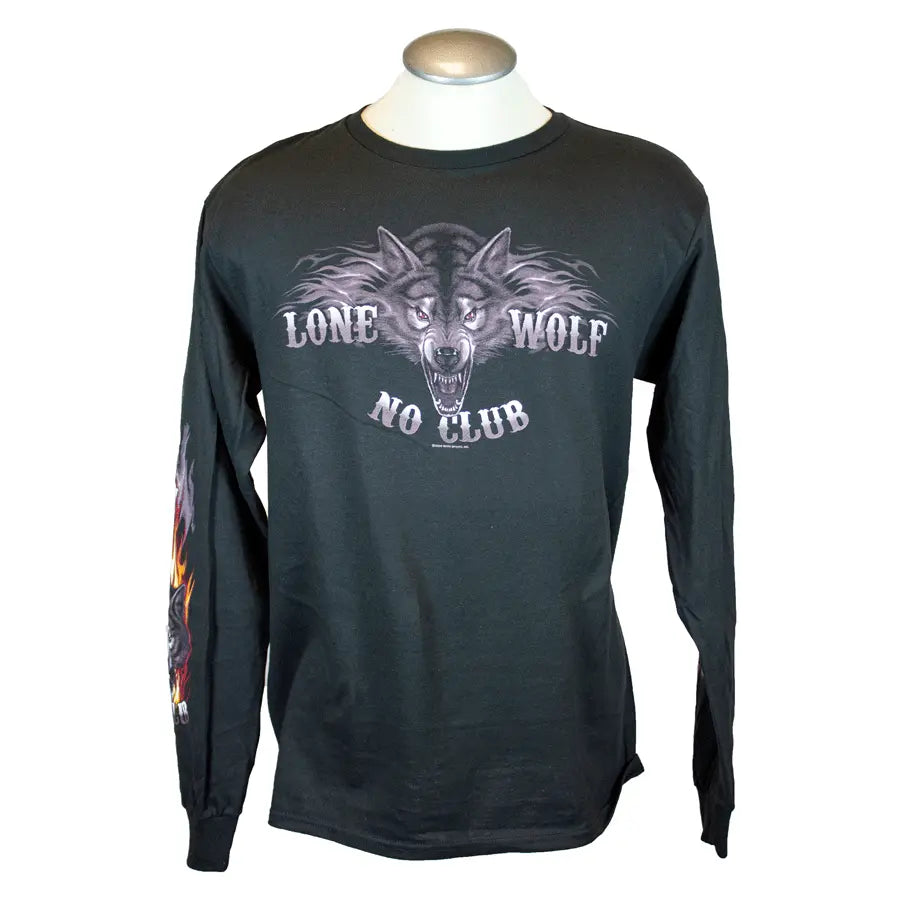 BOL Men's Lone Wolf No Club Biker Long Sleeve Shirt Men's Shirts & Tees Boutique of Leathers/Open Road