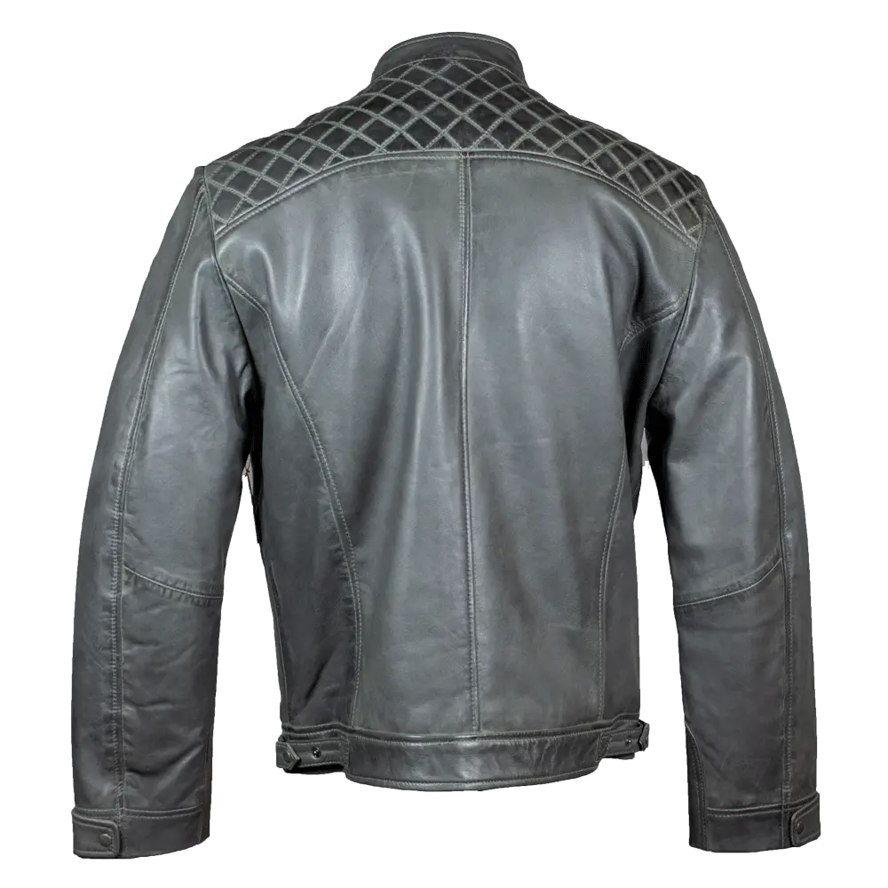 Leather jacket quilted shoulders mens hot sale
