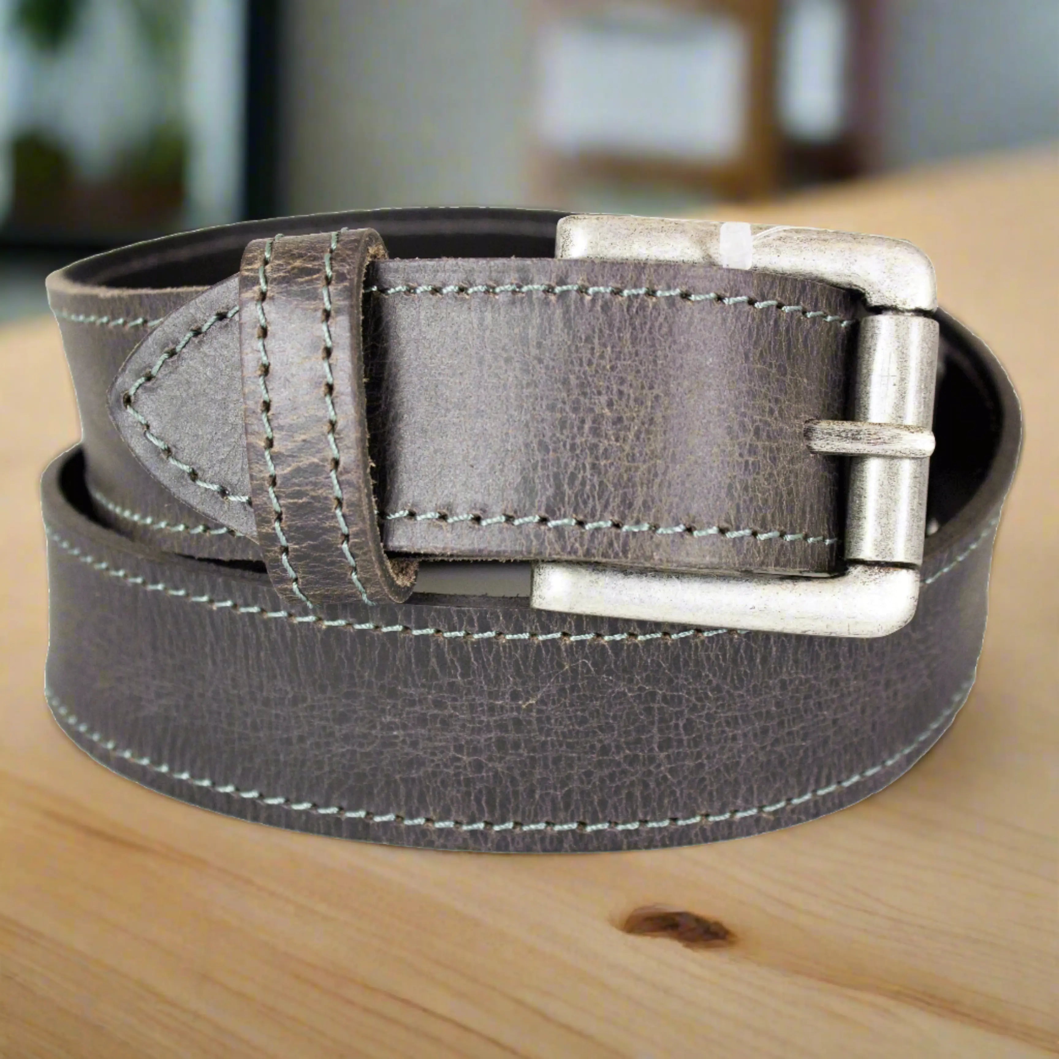 BOL Men's Removable Buckle Stitch Destressed Leather Belt Men's Belts Boutique of Leathers/Open Road