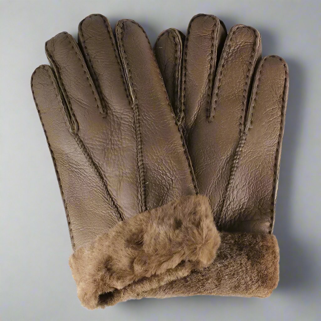 BOL Men s Shearling Leather Gloves Brown Small