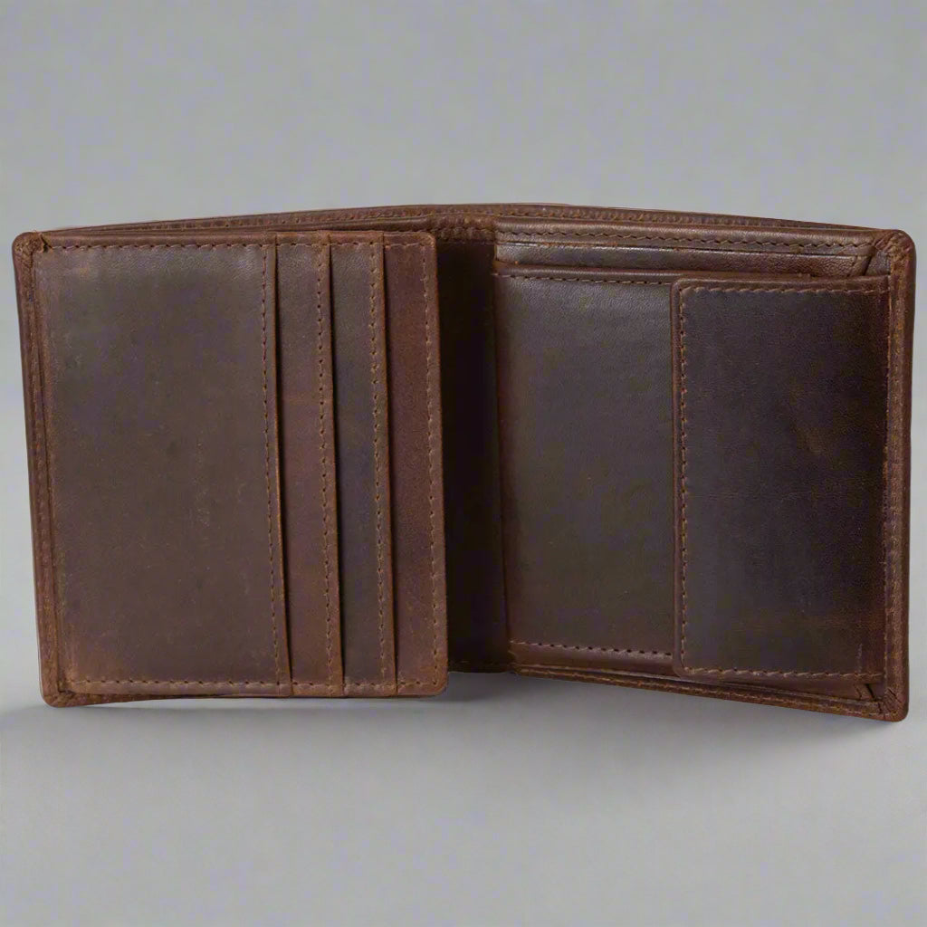 BOL Men's Vintage Leather Tri-fold with Change Pocket Wallet Men's Wallets Boutique of Leathers/Open Road