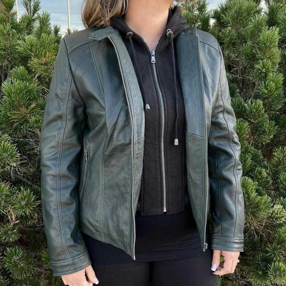 BOL Women's Detachable Hooded Leather Jacket Women's Coats & Jackets Boutique of Leathers/Open Road