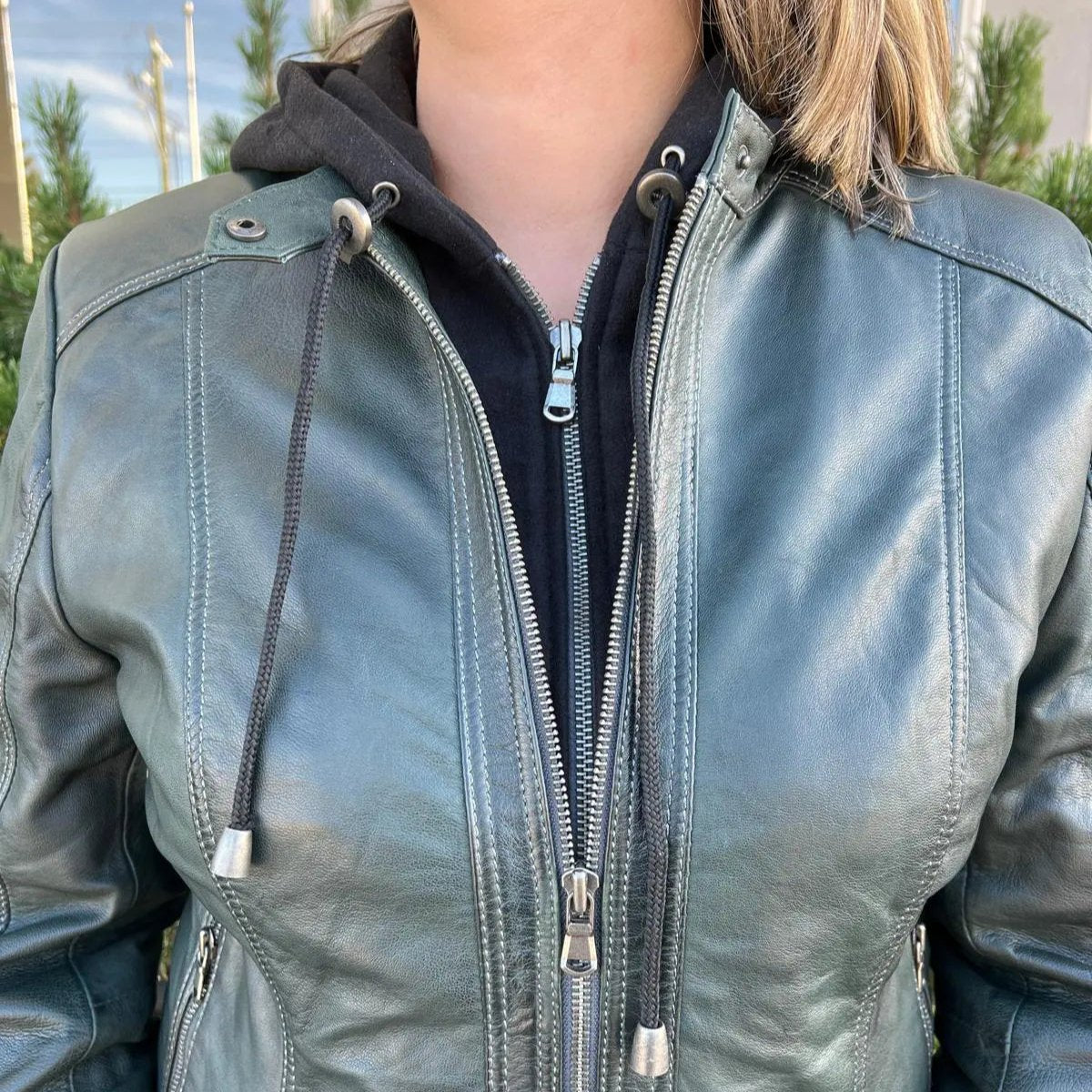 BOL Women's Detachable Hooded Leather Jacket Women's Coats & Jackets Boutique of Leathers/Open Road