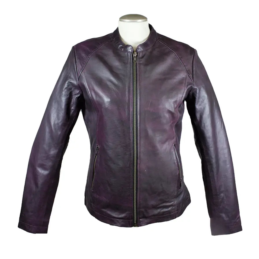 BOL Women's Purple Wash Moto Sheepskin Leather Jacket Women's Coats & Jackets Boutique of Leathers/Open Road