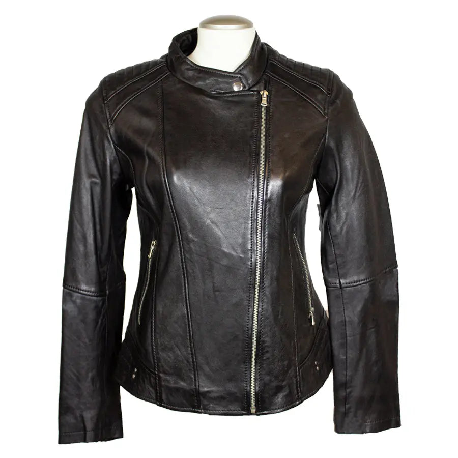 BOL Women's Side Zip Leather Racer Jacket