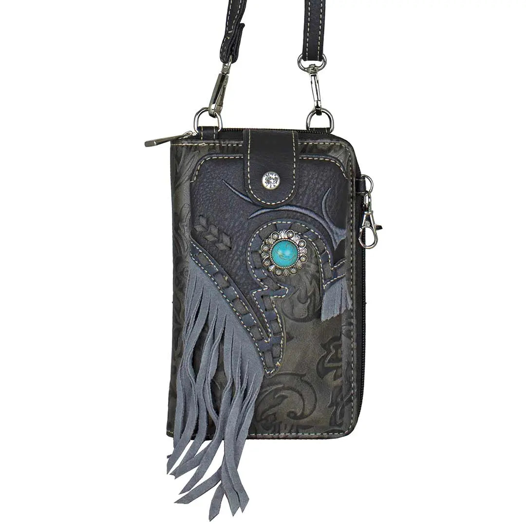 BOL Women's Tooled Crossbody Phone Purse - Boutique of Leathers/Open Road