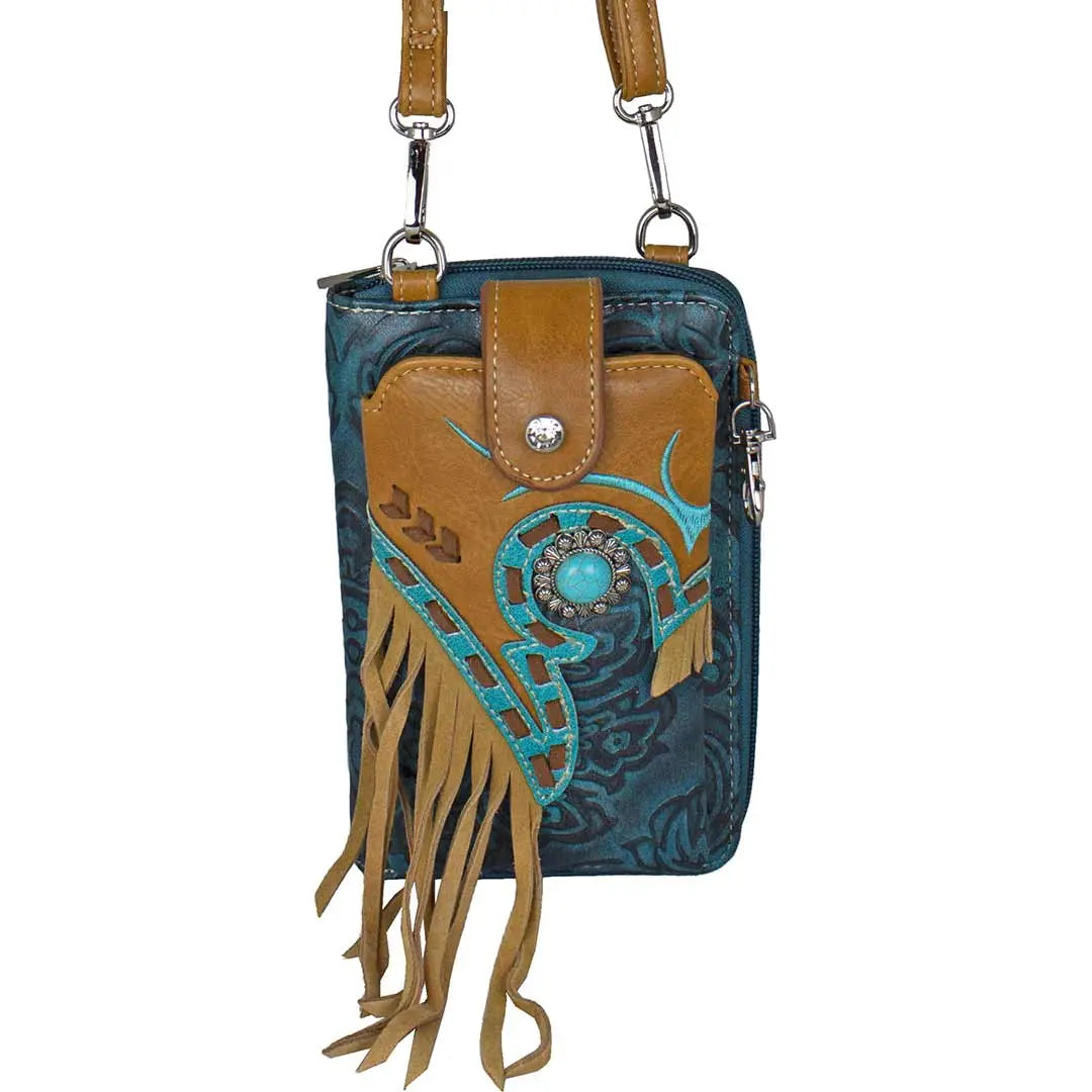 BOL Women's Tooled Crossbody Phone Purse - Boutique of Leathers/Open Road