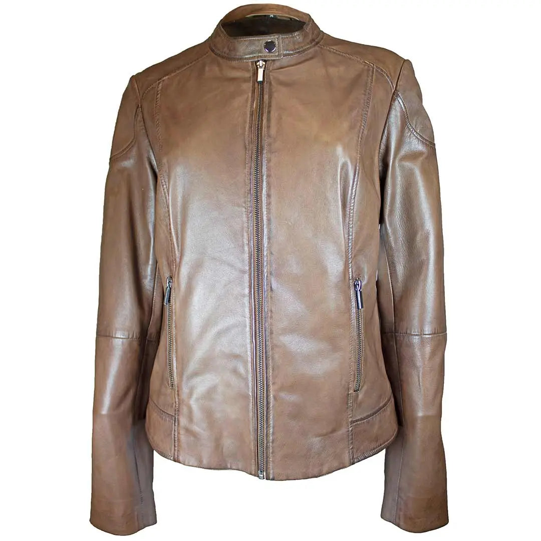 Cream leather moto jacket store