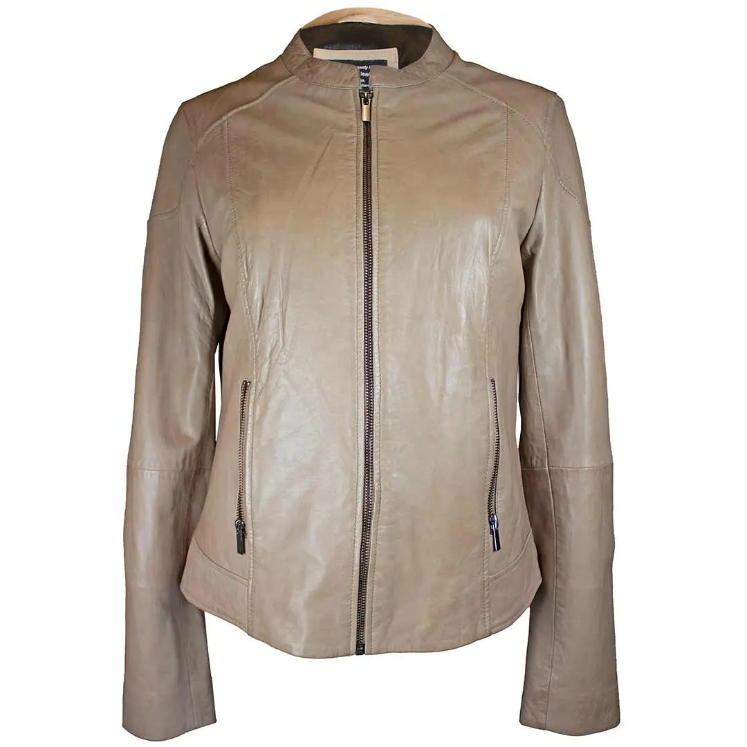 BOL Women s Vintage Texas Leather Moto Jacket Taupe Small