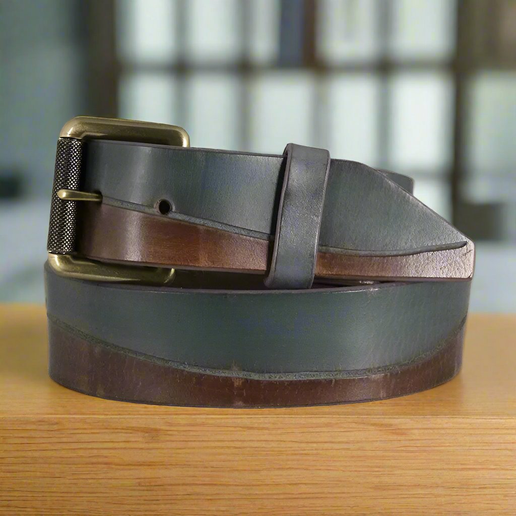 BOL Women's Wave Design Two-tone Leather Removable Buckle Belt - Boutique of Leathers/Open Road