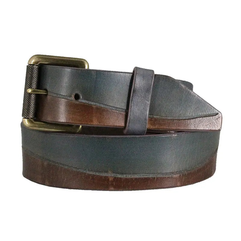 BOL Women's Wave Design Two-tone Leather Removable Buckle Belt - Boutique of Leathers/Open Road