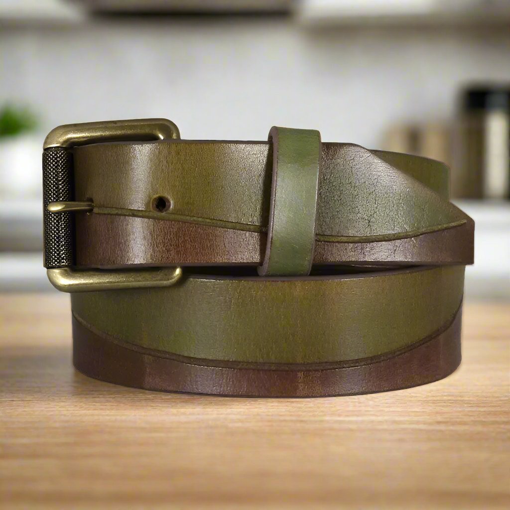 BOL Women's Wave Design Two-tone Leather Removable Buckle Belt - Boutique of Leathers/Open Road