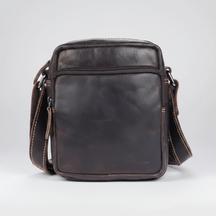 Greenwood Leather Mini-Messenger Bag. Premium Compact Crossbody Travel Organizer - Boutique of Leathers/Open Road