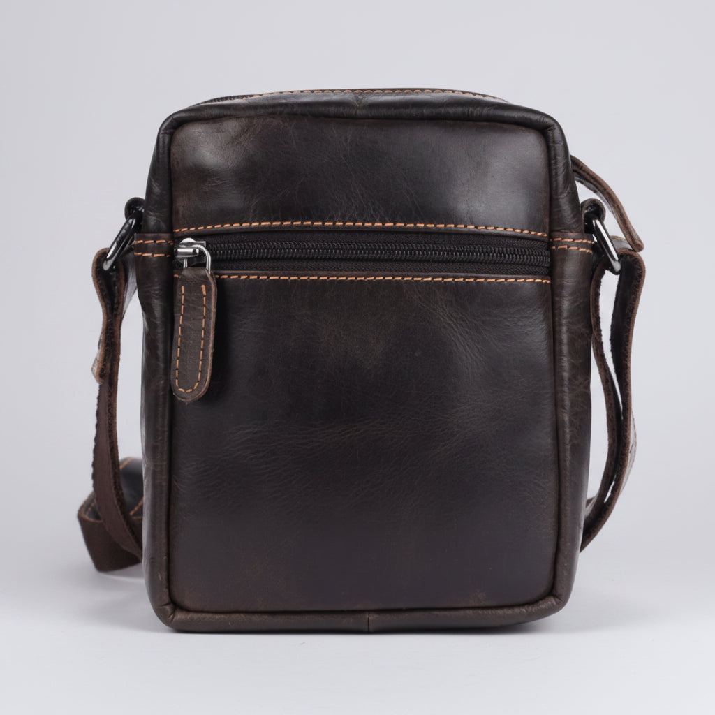 Greenwood Leather Mini-Messenger Bag. Premium Compact Crossbody Travel Organizer - Boutique of Leathers/Open Road