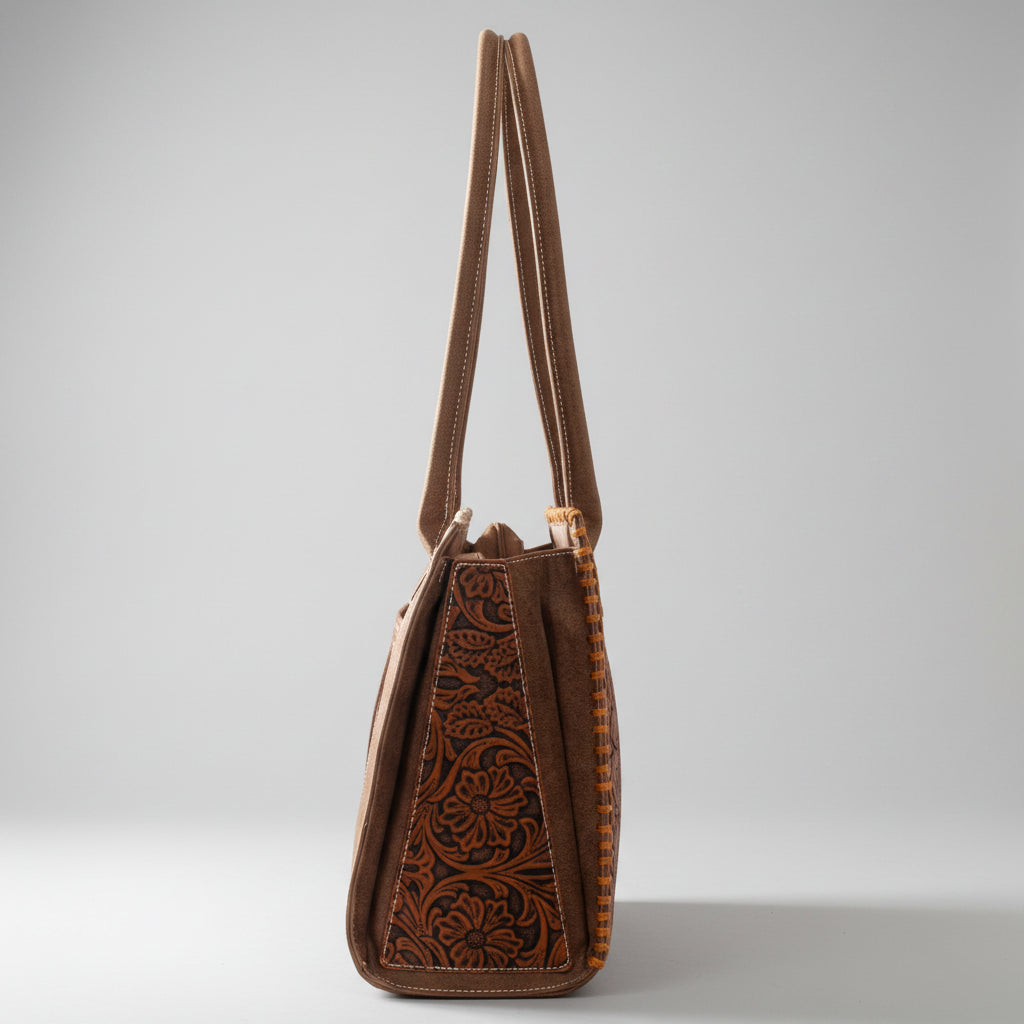 Montana West Vintage Tooled Tote Bag. Floral Embossed Western Handbag - Boutique of Leathers/Open Road