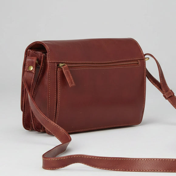 Derek Alexander Classic Top Grain Leather Half Flap Organizer Bag