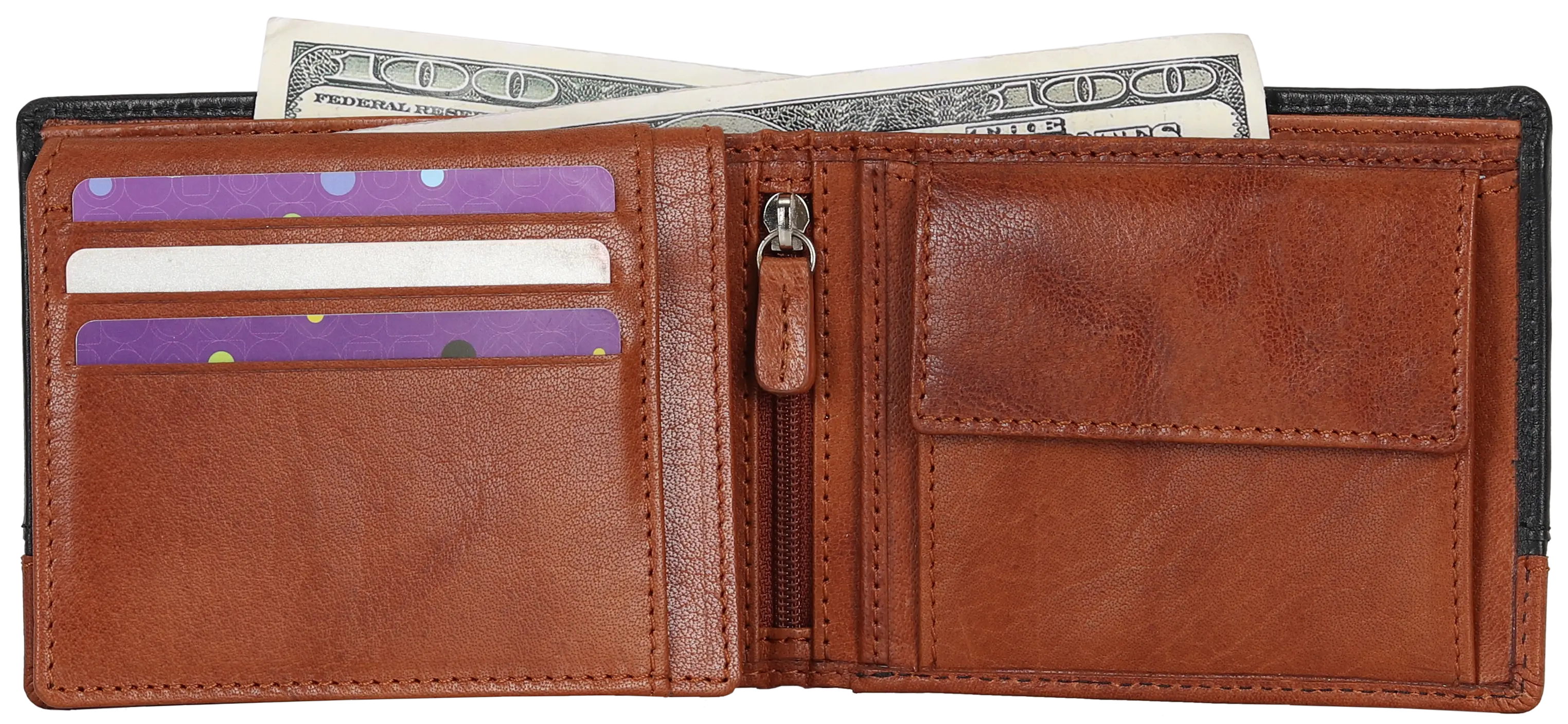 BOL Bi Fold Wallet Black/Brown Men's Wallets Boutique of Leathers/Open Road