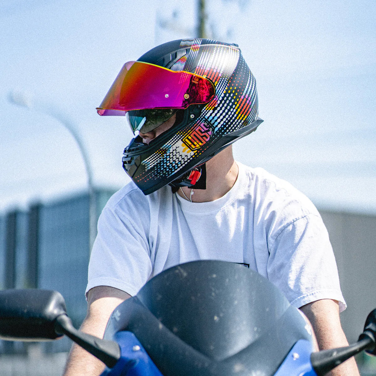 Voss 988 Moto-1 Full Face Matte Metal Fractal Helmet