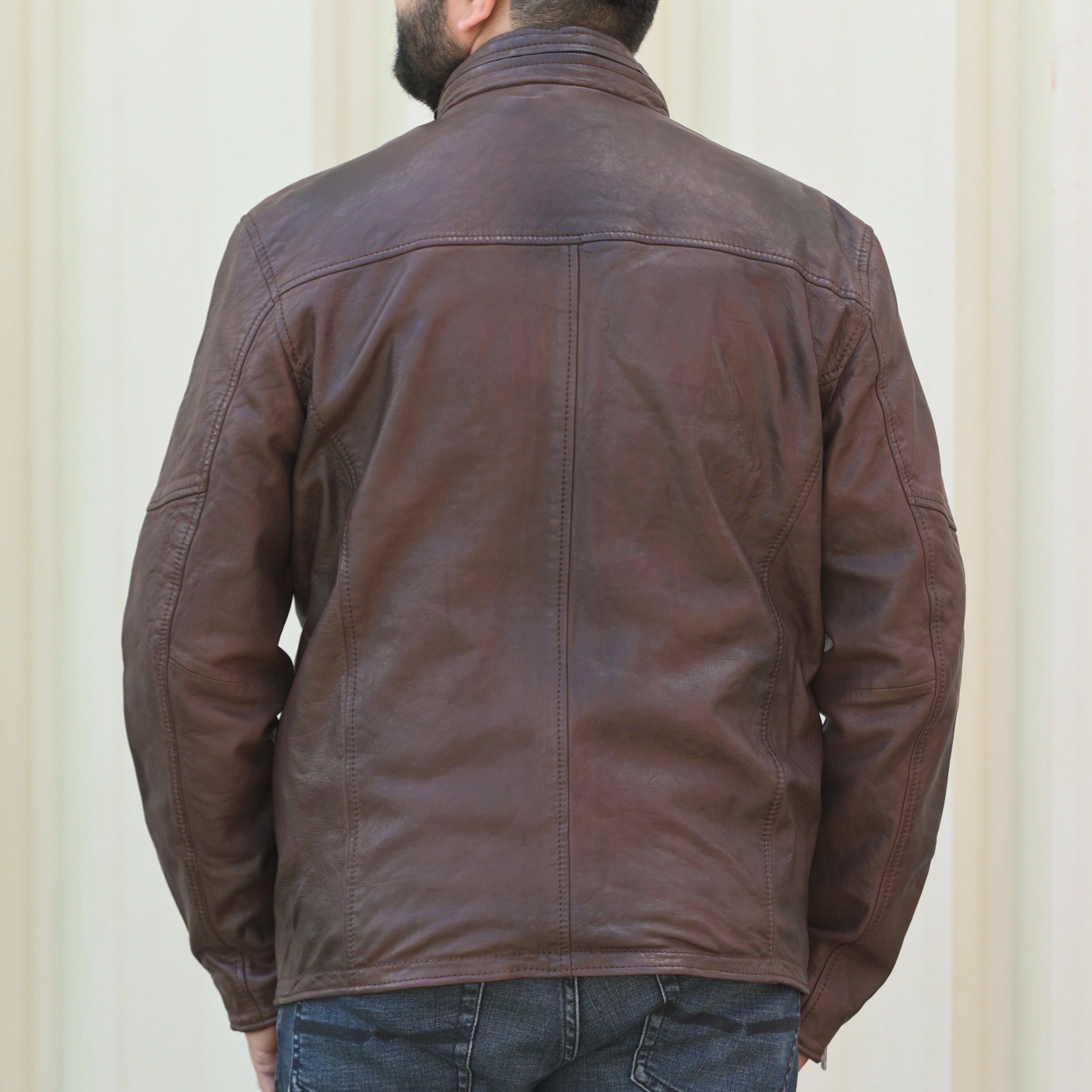 Men's Two Chest Flap Pockets Leather Jacket - Boutique of Leathers/Open Road