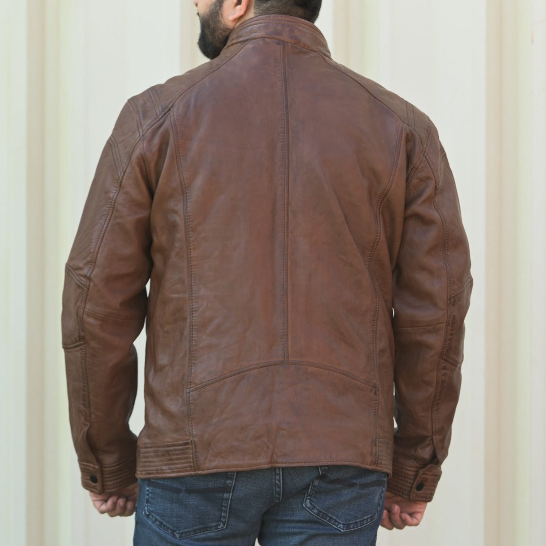 Men's Snap Collar Leather Jacket - Boutique of Leathers/Open Road