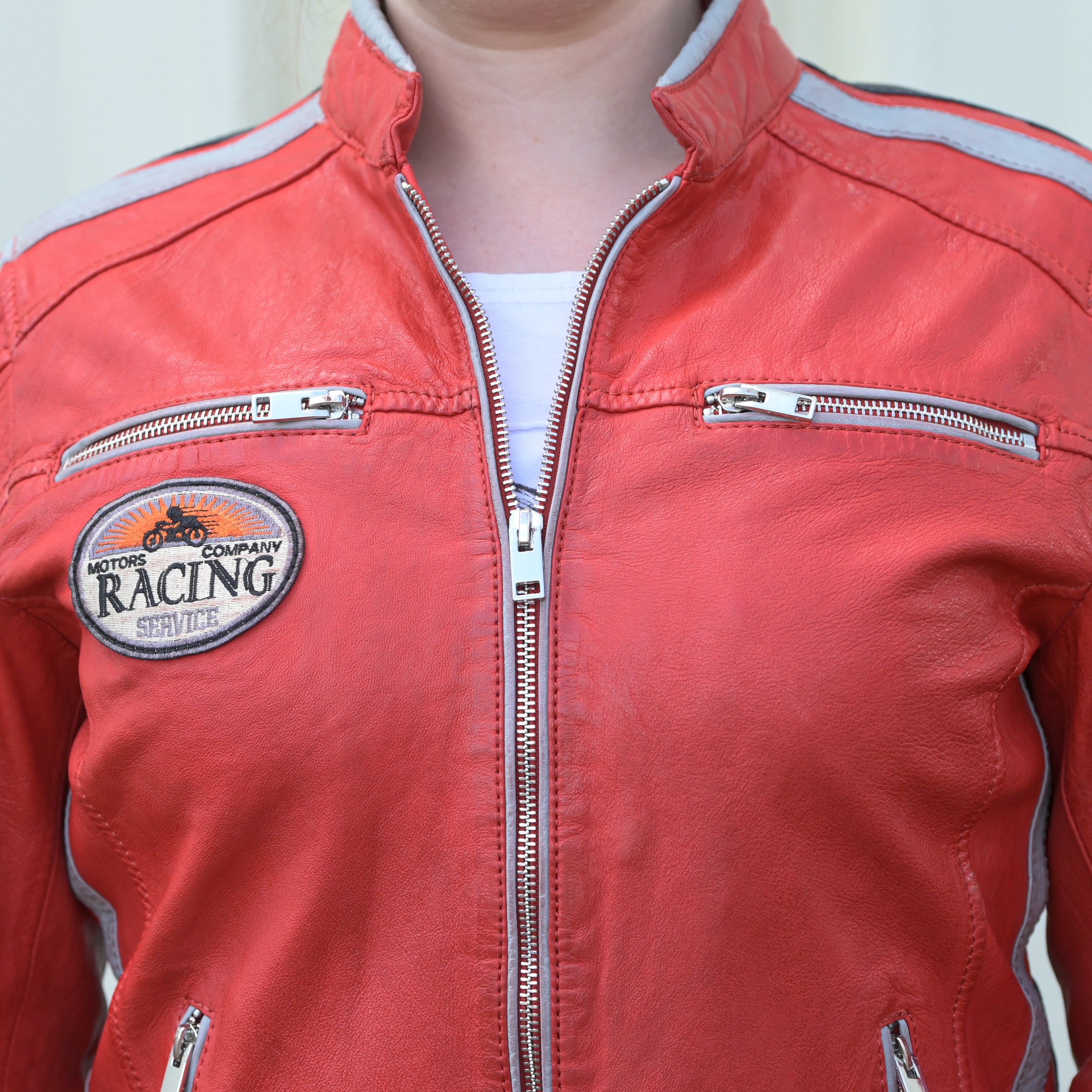 Women's Leather Jacket with Patches - Boutique of Leathers/Open Road