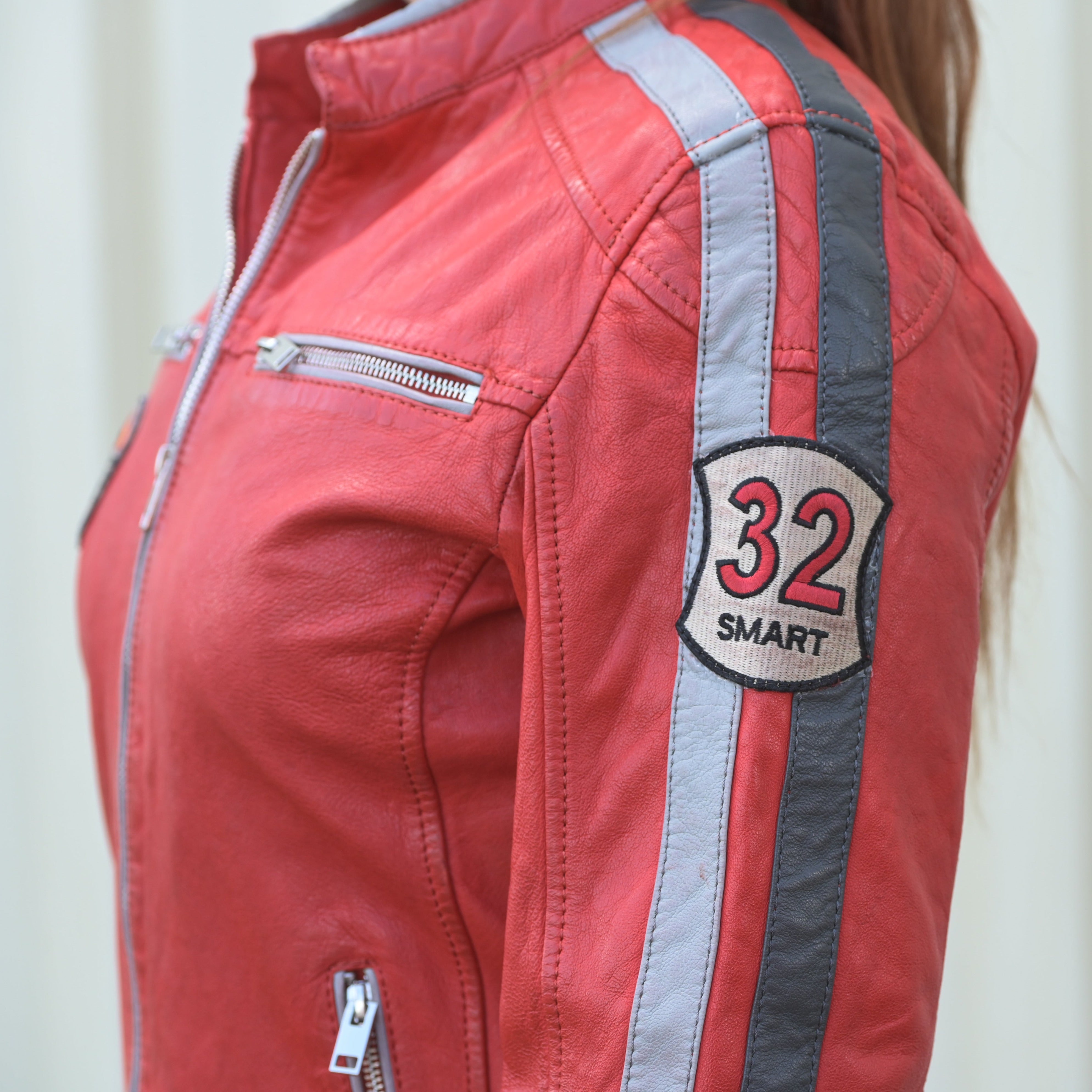 Women's Leather Jacket with Patches - Boutique of Leathers/Open Road