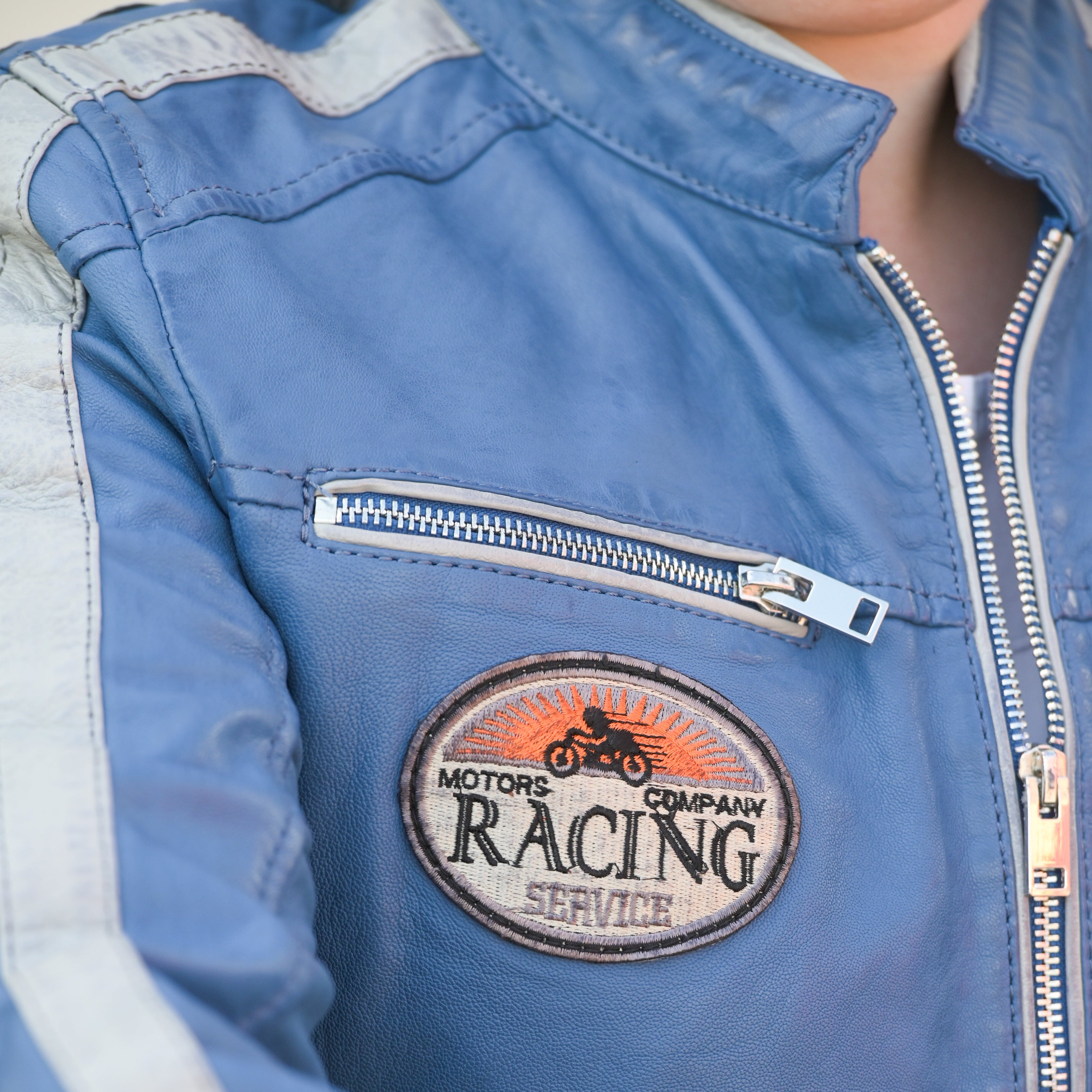 Women's Leather Jacket with Patches - Boutique of Leathers/Open Road