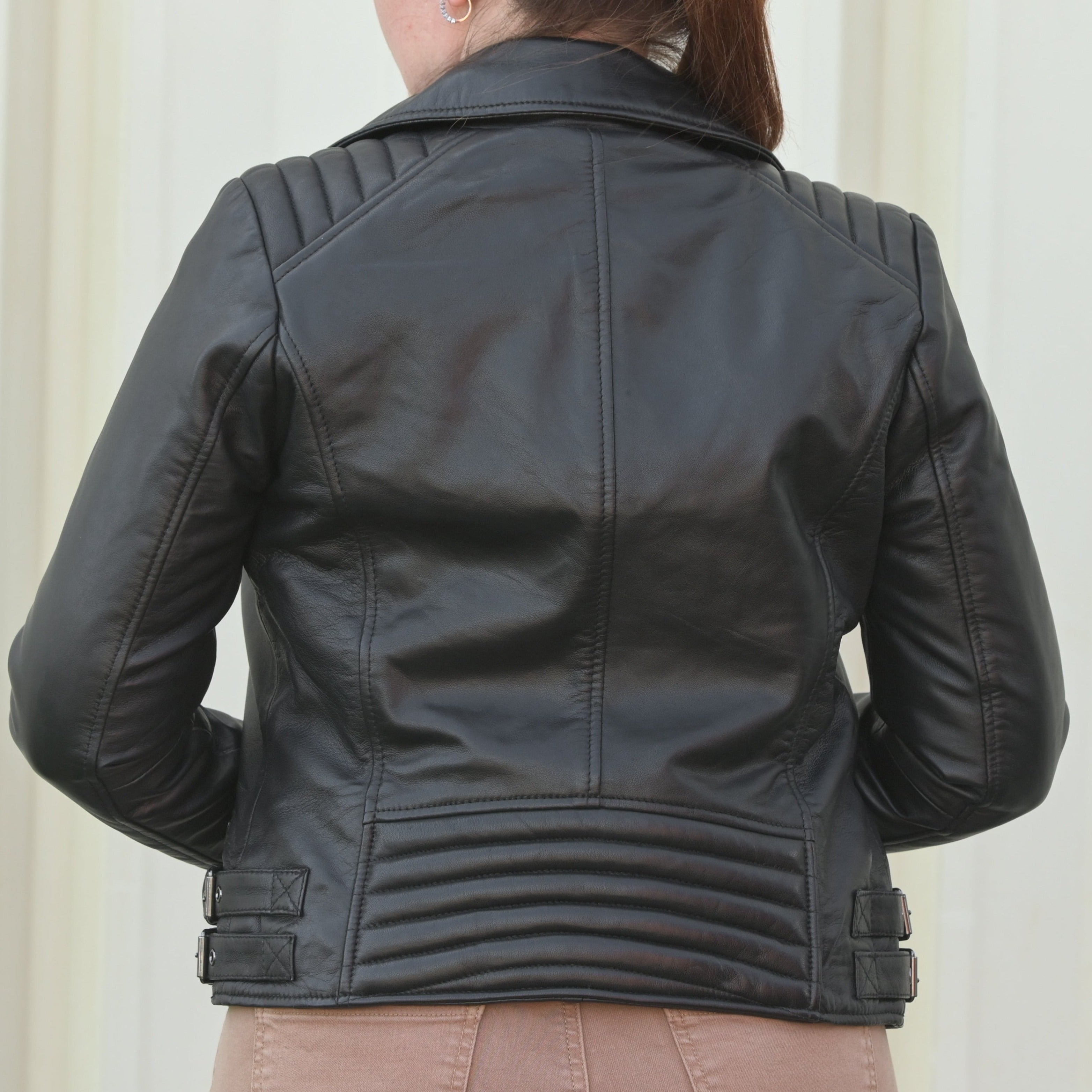 Women's Biker Look Sheep Leather Jacket - Boutique of Leathers/Open Road