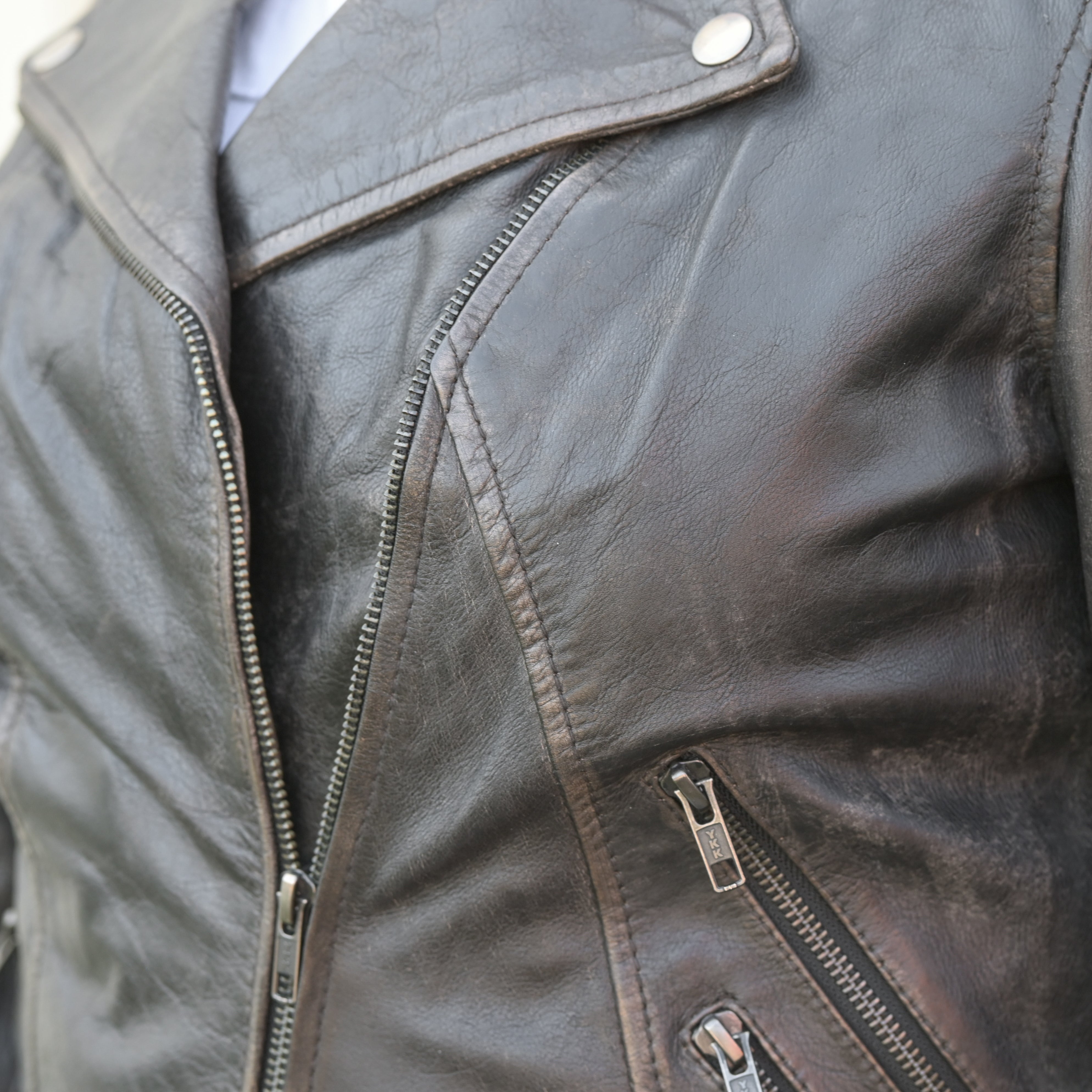 Women's Biker Look Rub-Off Leather Jacket - Boutique of Leathers/Open Road