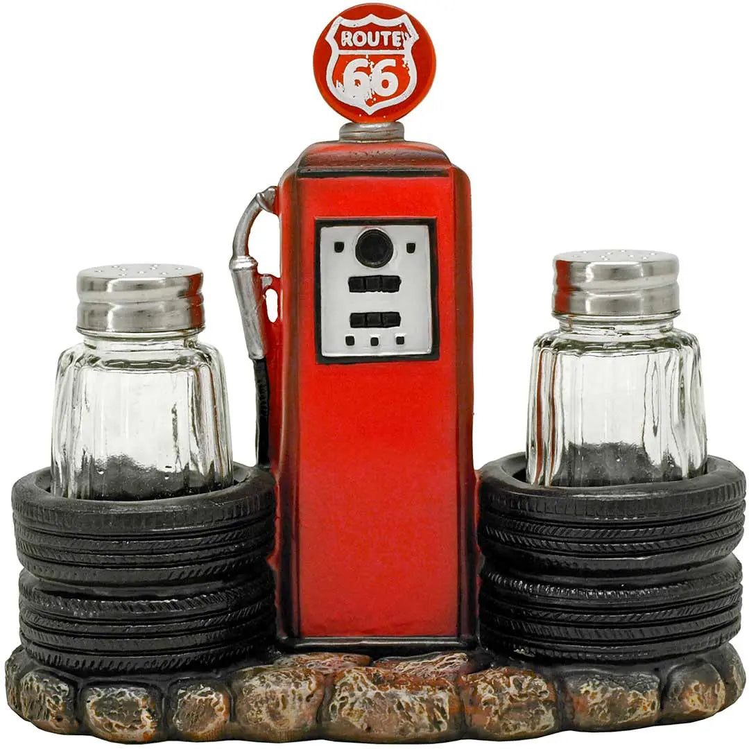 DWK Kicks Filling Station Route 66 Salt and Pepper Shaker Holder - Boutique of Leathers/Open Road