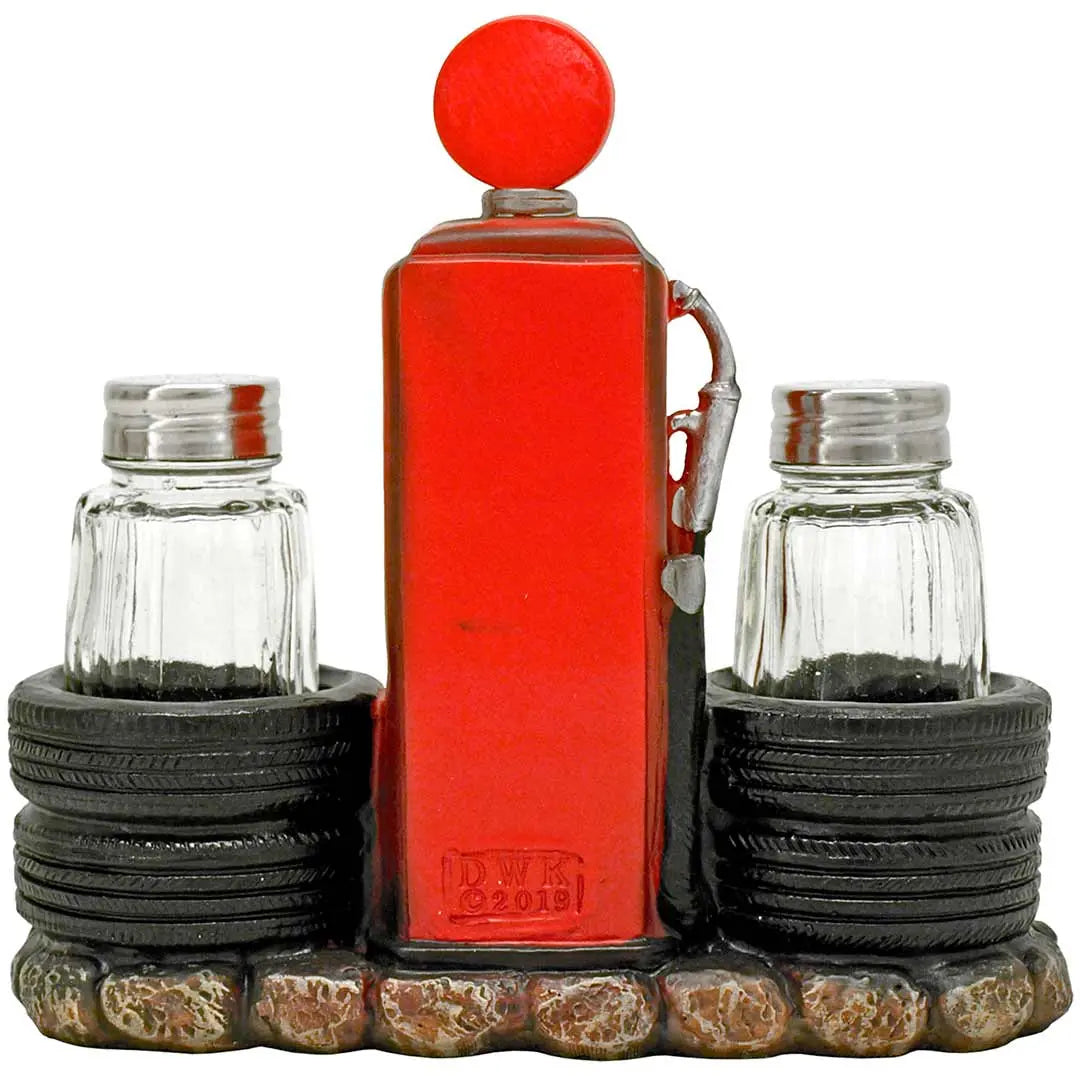 DWK Kicks Filling Station Route 66 Salt and Pepper Shaker Holder - Boutique of Leathers/Open Road