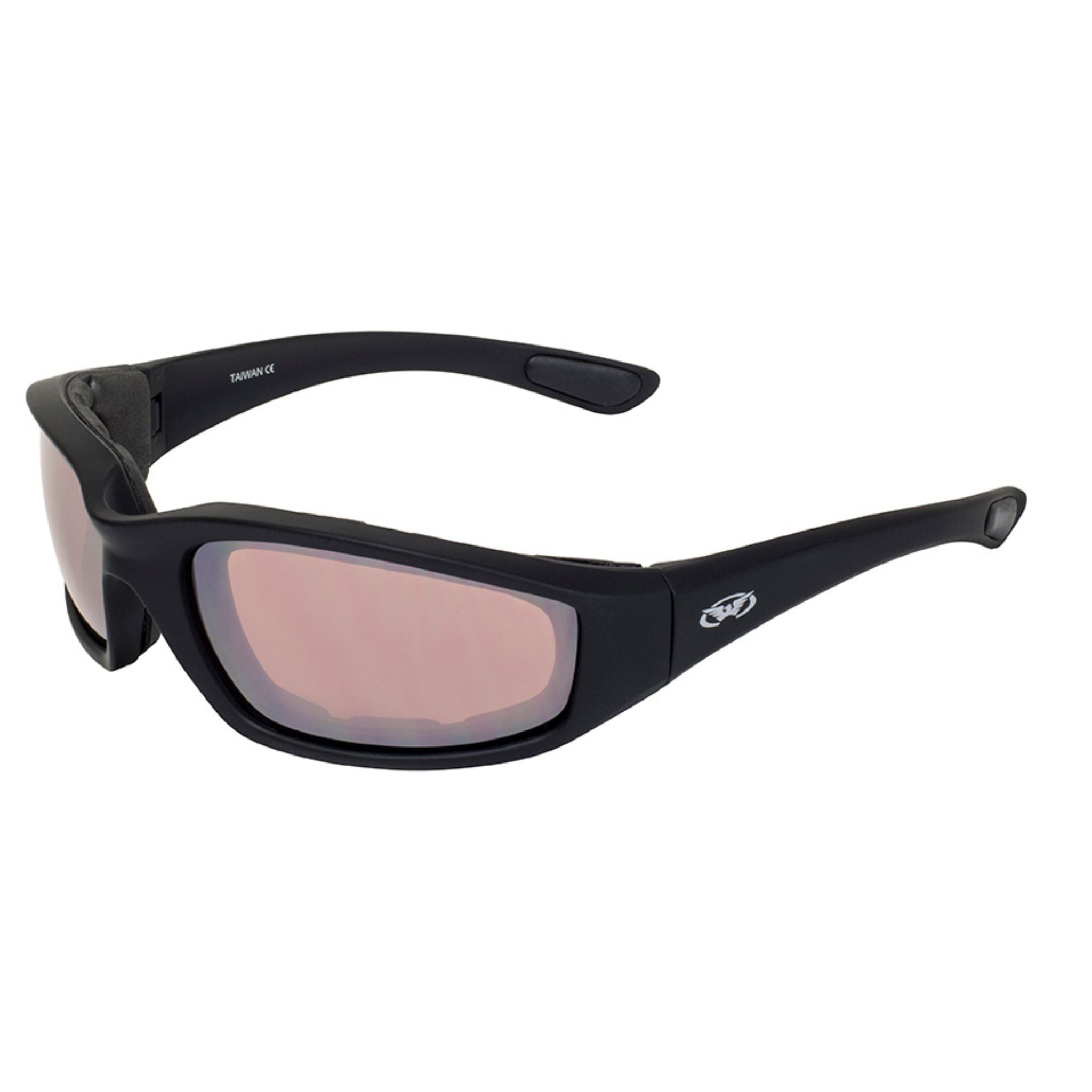 Global Vision Kickback Padded Motorcycle Sunglasses. Matte Black Soft-Touch Riding Glasses