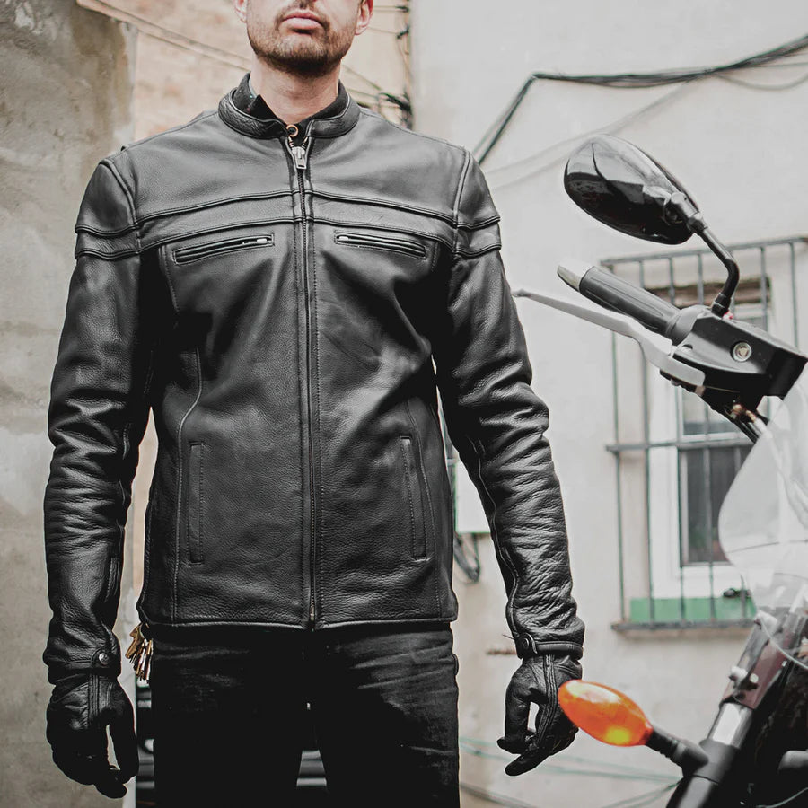 Open Road Men's Maverick Leather Motorcycle Jacket