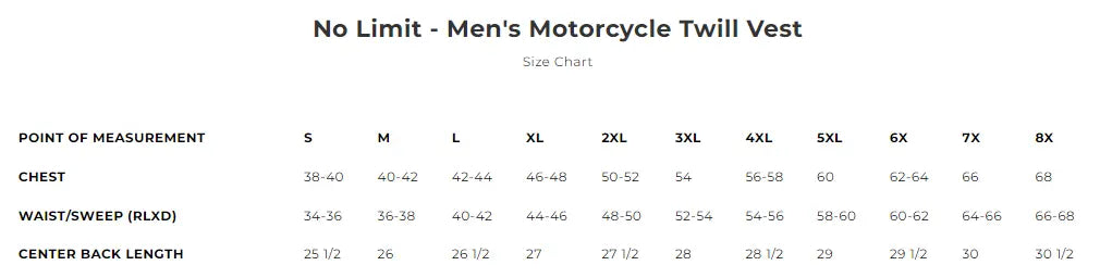 First MFG Co. Men's Motorcycle Twill Vest Men's Vests Boutique of Leathers/Open Road