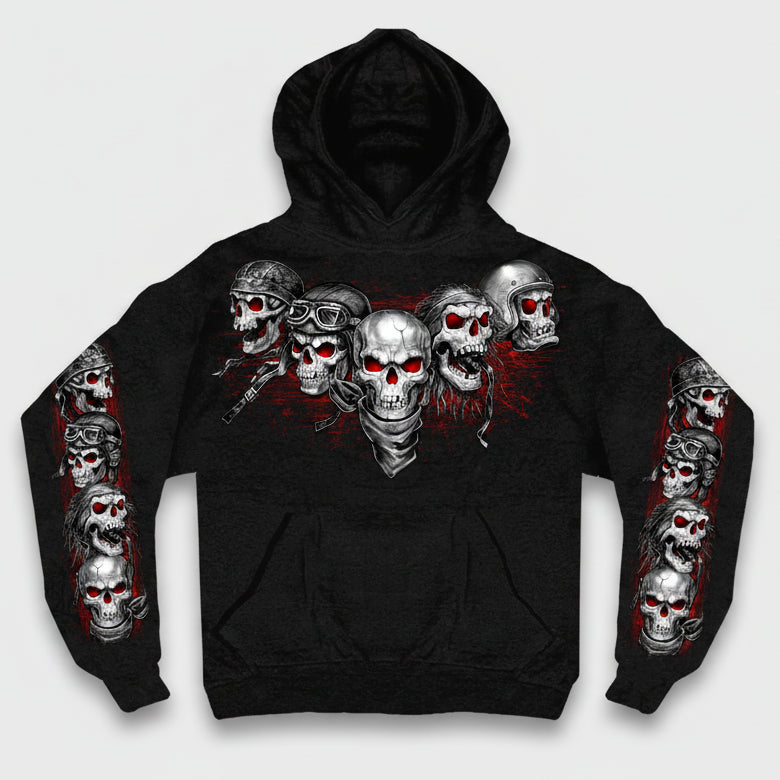 Men's Five Skull Zip Up Hoodie