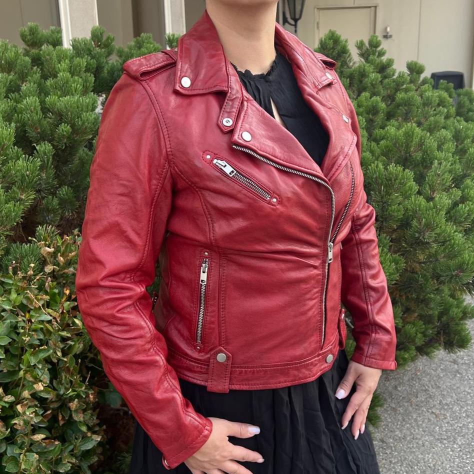 Leather Biker-Look Jacket in Sheep Leather - Boutique of Leathers/Open Road