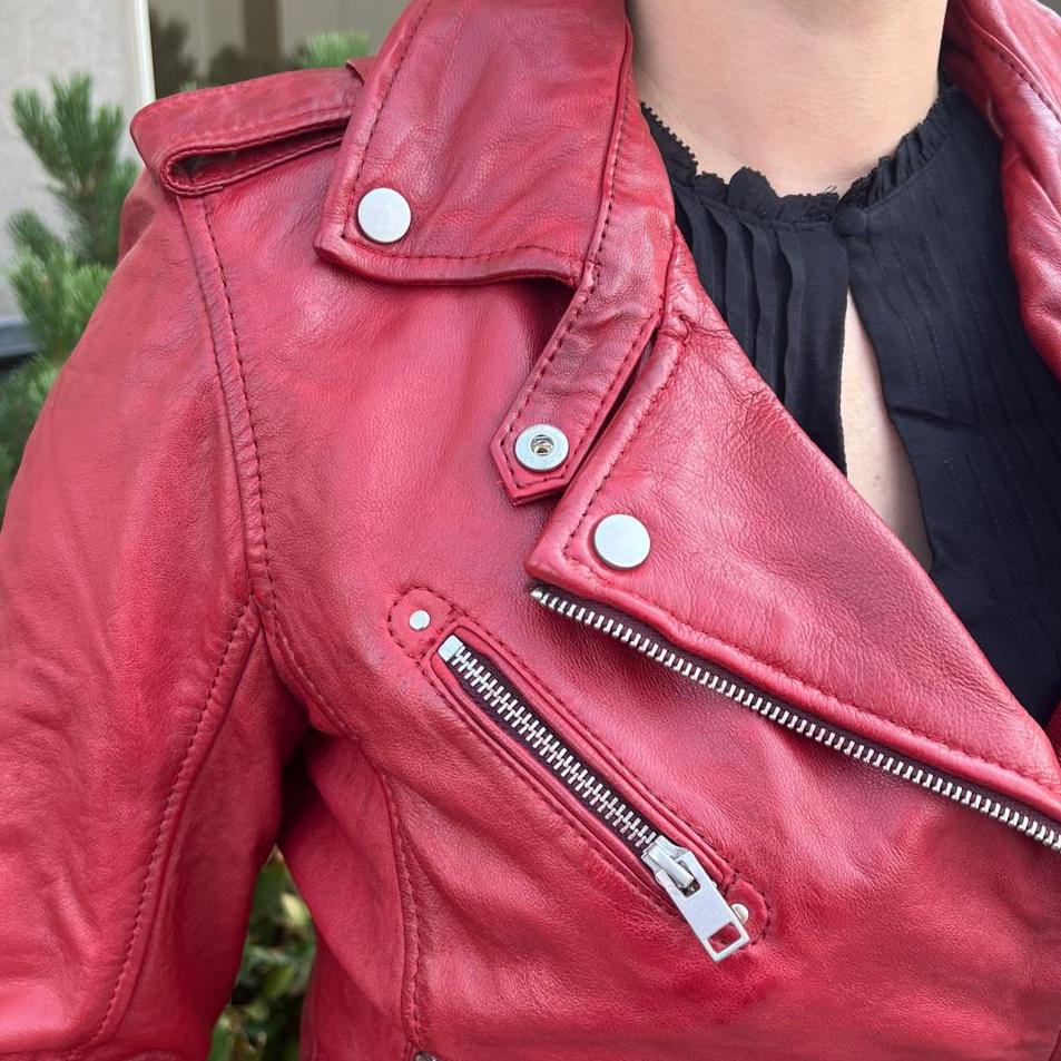 Leather Biker-Look Jacket in Sheep Leather - Boutique of Leathers/Open Road