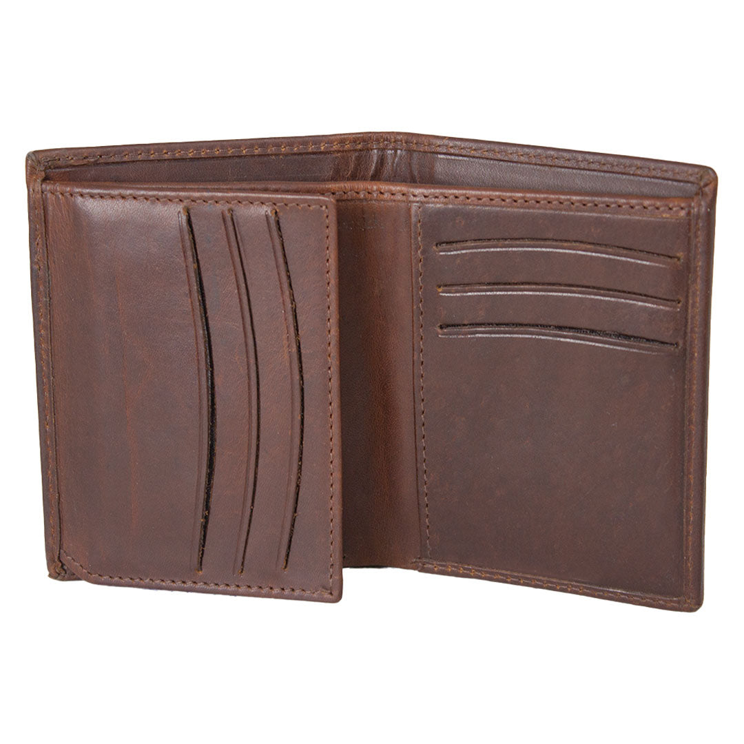 BOL Men's Vintage International Tri-Fold Leather Wallet