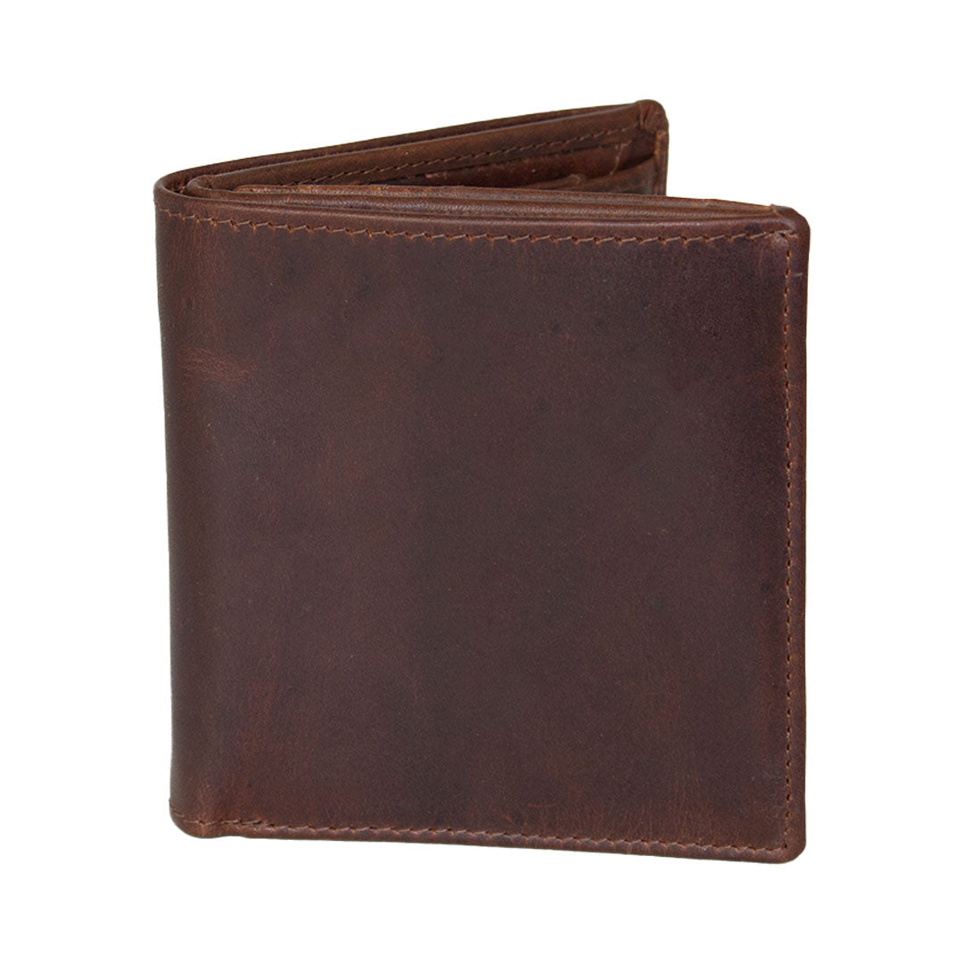 BOL Men's Vintage Leather Tri-fold with Change Pocket Wallet